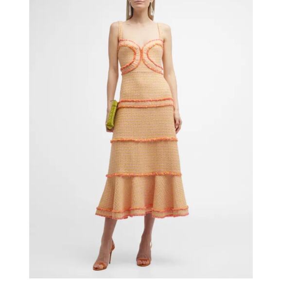 Alexis Dresses & Skirts - Alexis Pink Yellow Betine Tweed Midi Dress Sz S